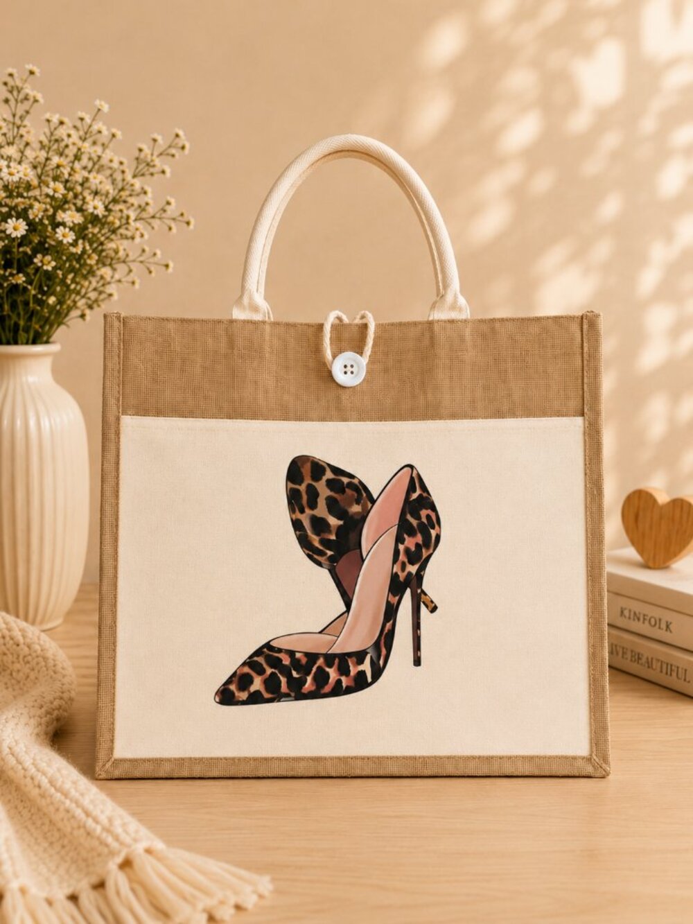 Custom Canvas Tote Bag, Large Size - Christian L Theme Cream Tote
